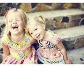 Spring Sister Dresses-   Coordinating vintage party dress & peasant apron dress