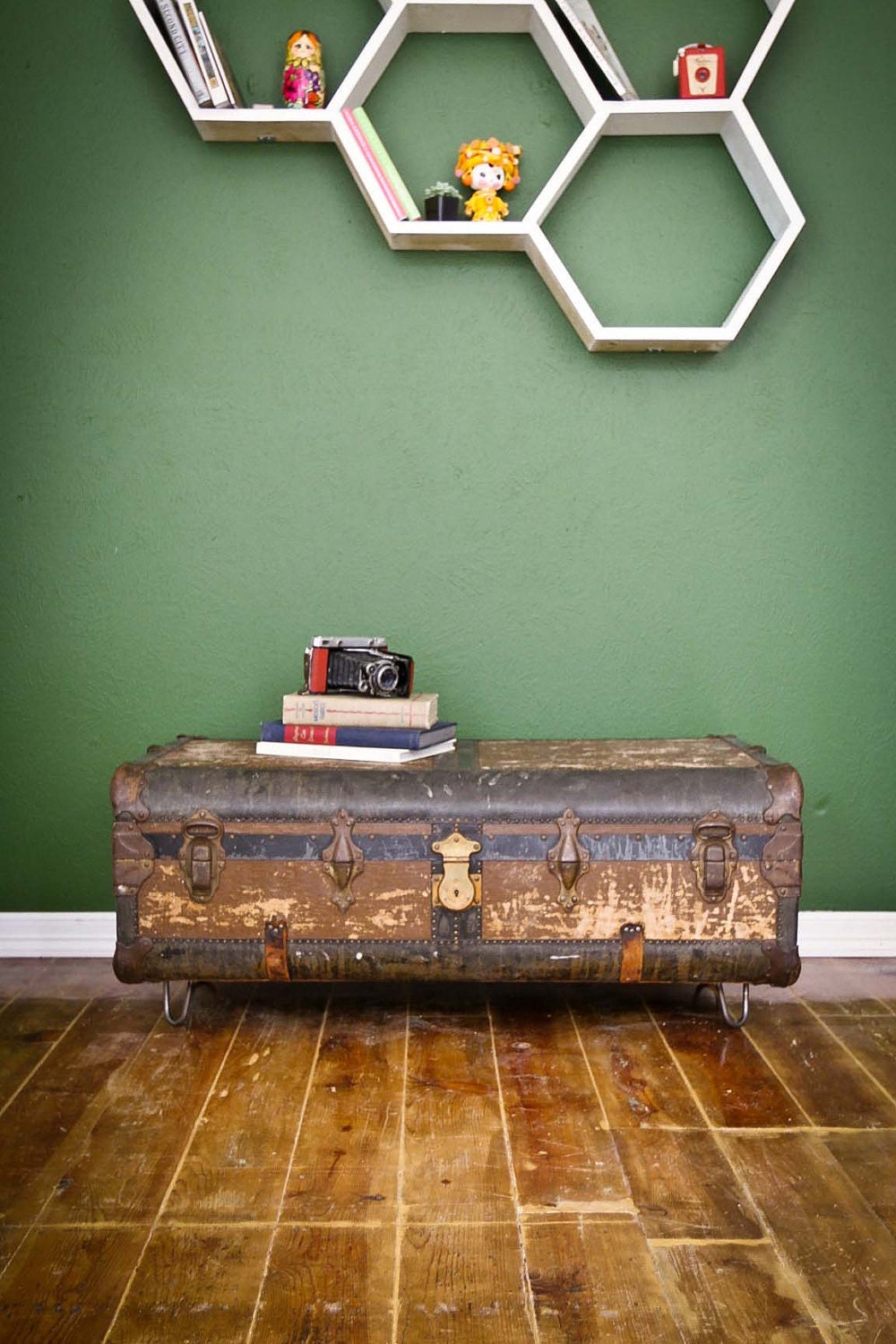 RESERVED FOR MATT Vintage Suitcase Coffee Table with Hairpin Legs