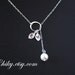 Circle ring necklace with 2 initialized leafs and pearl, STERLING SILVER - love circle,eternity necklace, simple everyday wear,ring necklace
