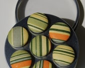 Green, Yellow, Orange Stripe Button Magnets