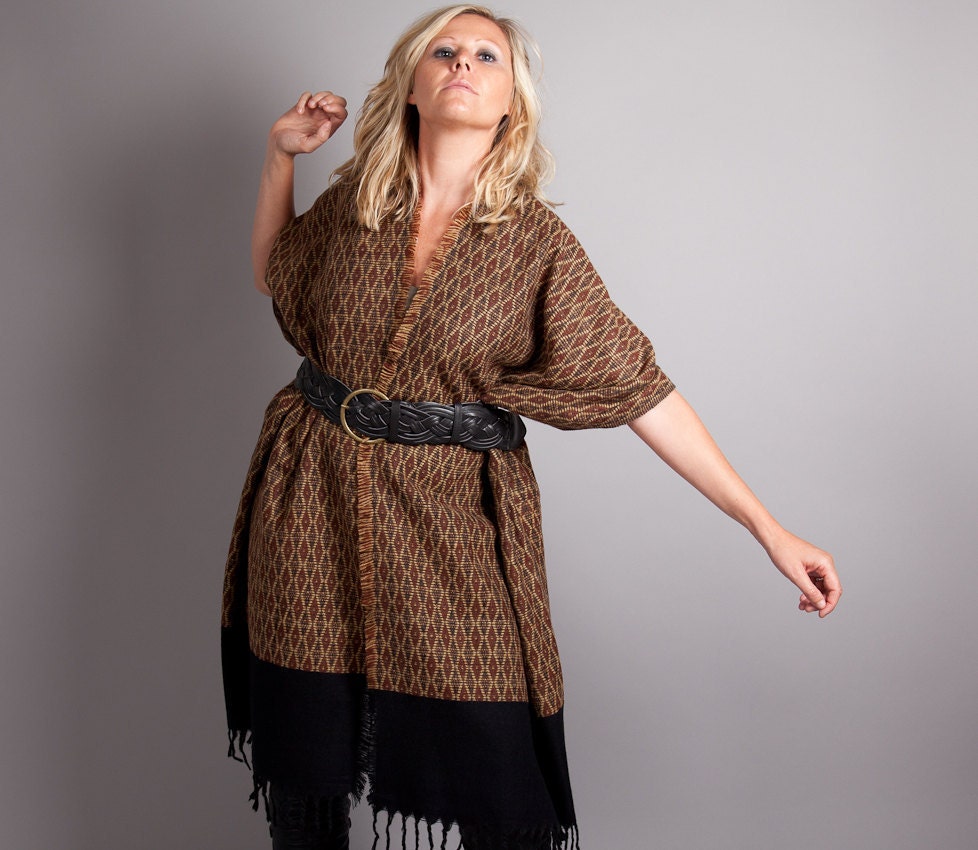 ON SALE Big Wooly Wrap Poncho // One of a kind