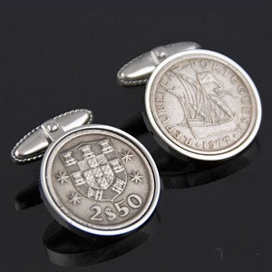 Cufflinks in Handmade -Portugal Escudos Cufflinks- Genuine Portuguese  rare coins- Perfect gift.