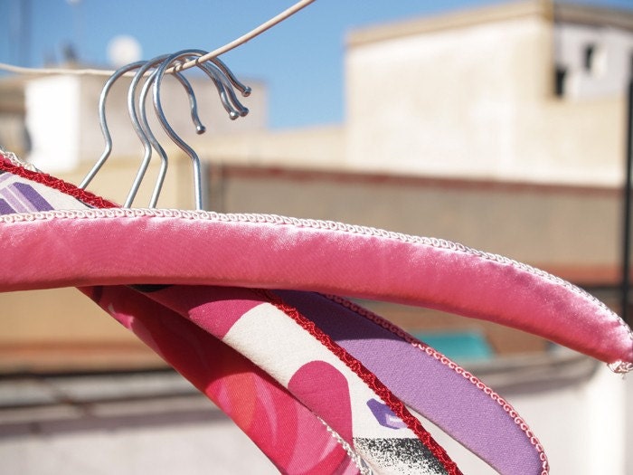 Pink lined hangers - set of four