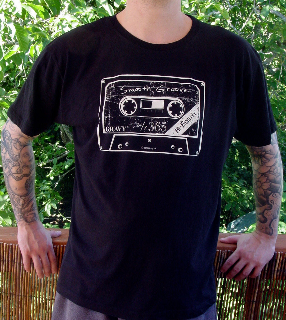Men's / Unisex Cassette Tshirt - Black -XLarge
