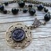 Victorian Button Necklace - Antique Steel Cut Button Necklace with Flower