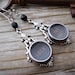 STEAMPUNK Earrings - Upcycled Typewriter Key Earrings - Lock and Tab Set on Silver Metal Filigree Lace