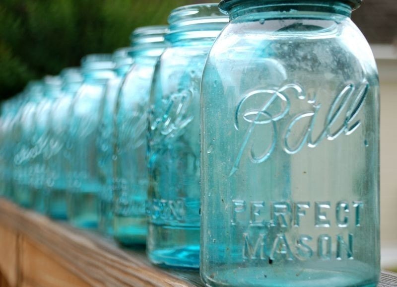 10 Vintage BLUE Ball Mason Jars