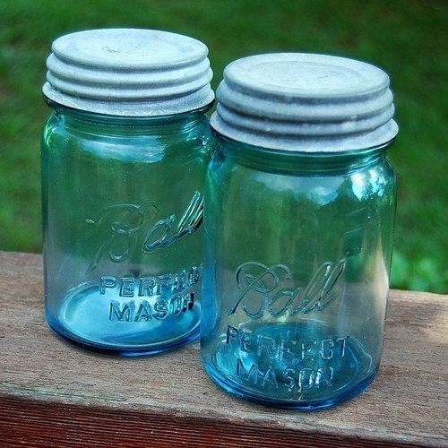 10 Vintage BLUE Ball Mason Jars