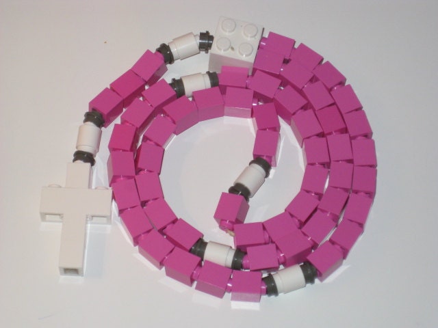 Catholic Rosary in Pink and White  Girls First Communion Gift