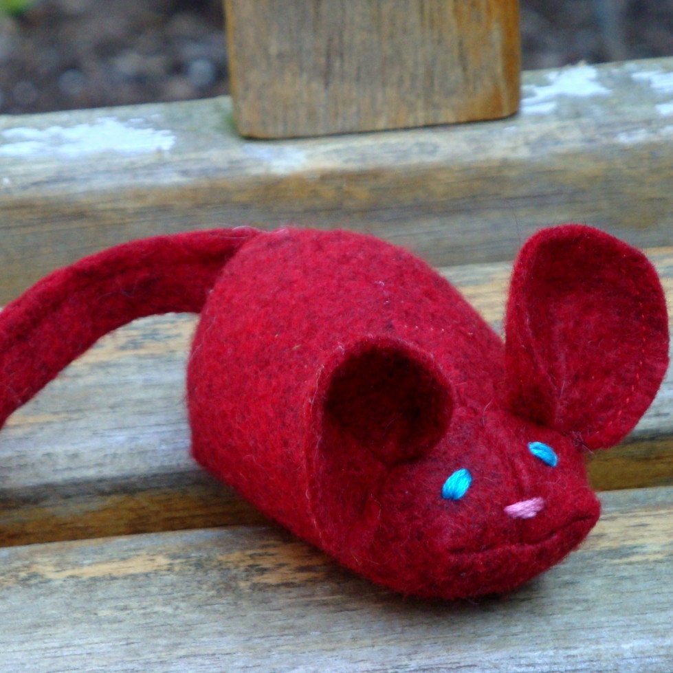 Ruby the Mouse wool blend felt catnip cat toy