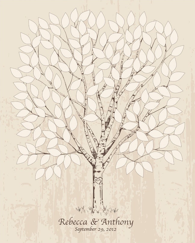 Wedding Guest Book Alternative Hand-drawn wedding tree Unique Wedding Keepsake Poster Wedding gift bridal shower gift guestbook tree 150