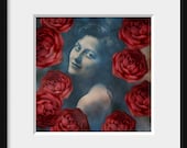 Digital collage - FLORAL BEAUTY 4 - 5x5 print, female, nostalgic, roses, digitally altered
