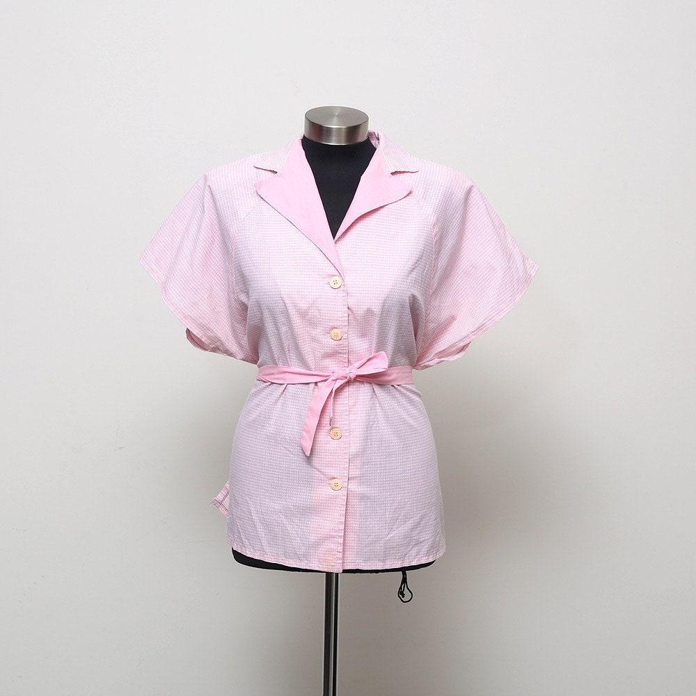 SALE 30% off. Pale Pink Houndstooth pattern Vintage 50s style Blouse