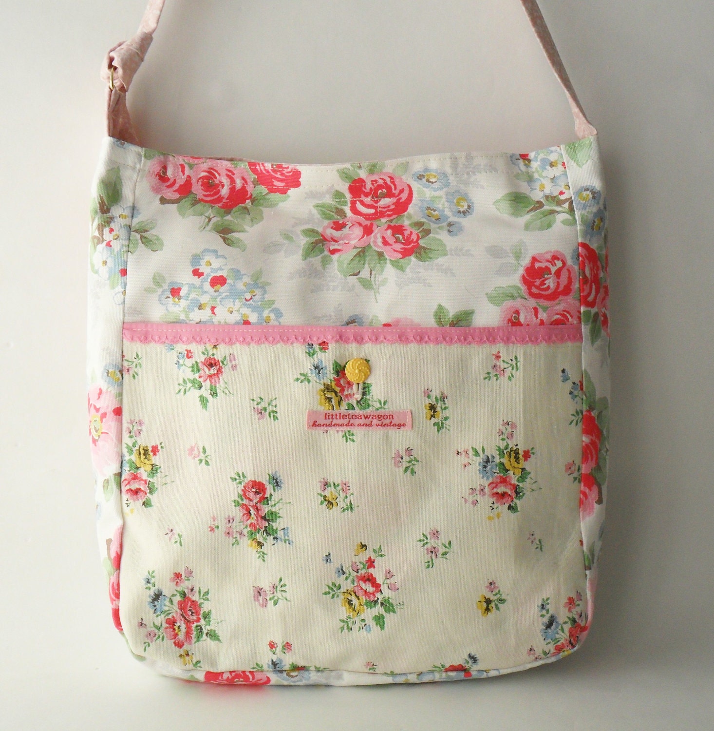 Floral Tote Bag - Messenger Style