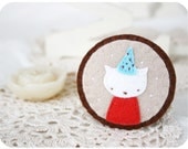 cat brooch - shabby chic accessories