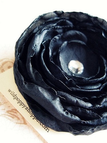 Sale- Silk Flower Pin/Brooch in Black