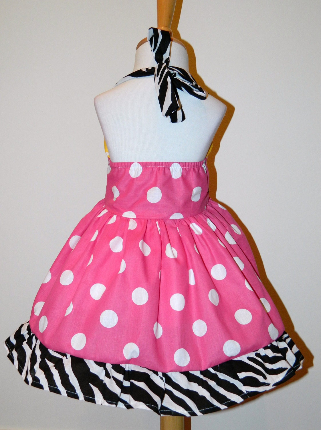 Minnie Mouse Custom Boutique Sweetheart Dress Hot Pink, Zebra And Yellow 12M to 6Y
