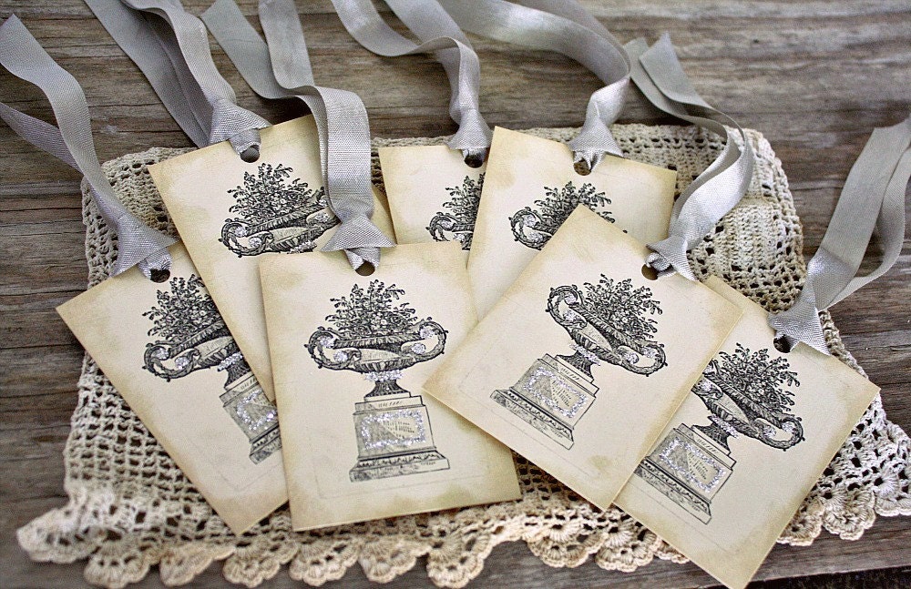 French Country Gift Tags-Floral-Urn