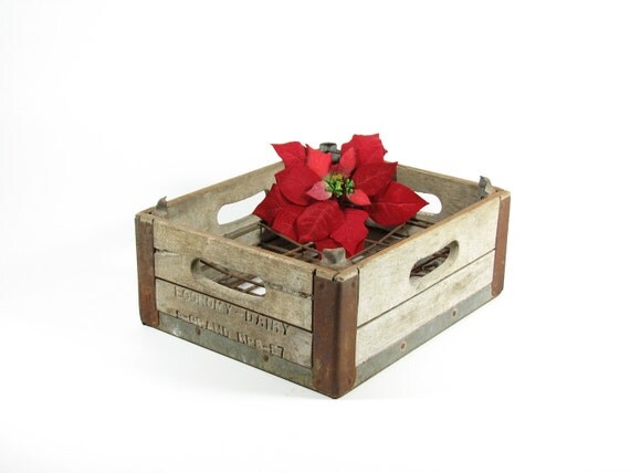 Vintage Wood Dairy Crate Wooden Advertising Box Economy Dairy Grand Rapids MI