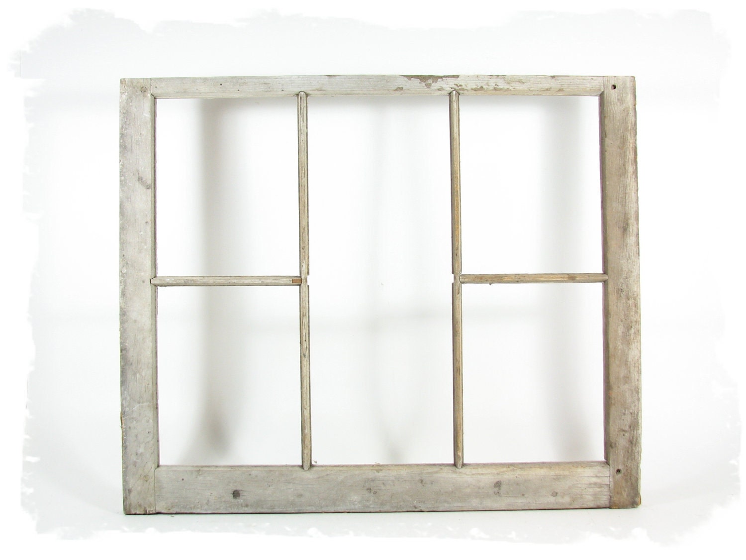 Vintage Wood Window Frame 5 Pane without Glass for 8x10 Pictures Weathered Wood Frame