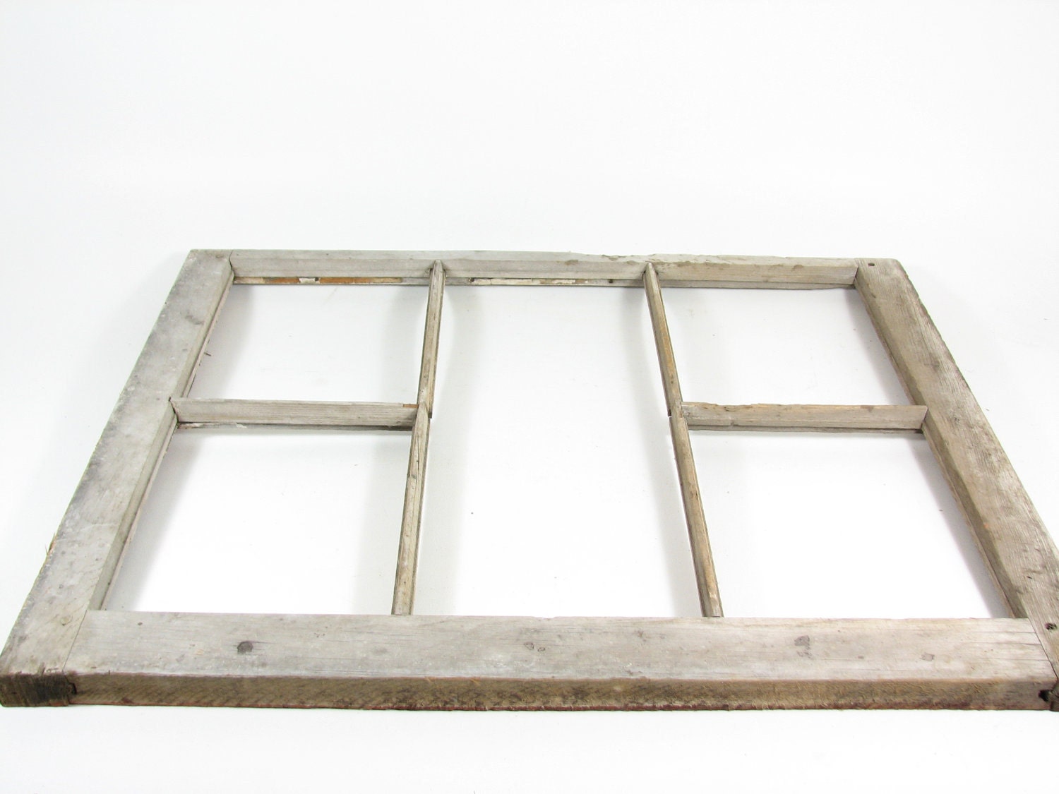 Vintage Wood Window Frame 5 Pane without Glass for 8x10 Pictures Weathered Wood Frame