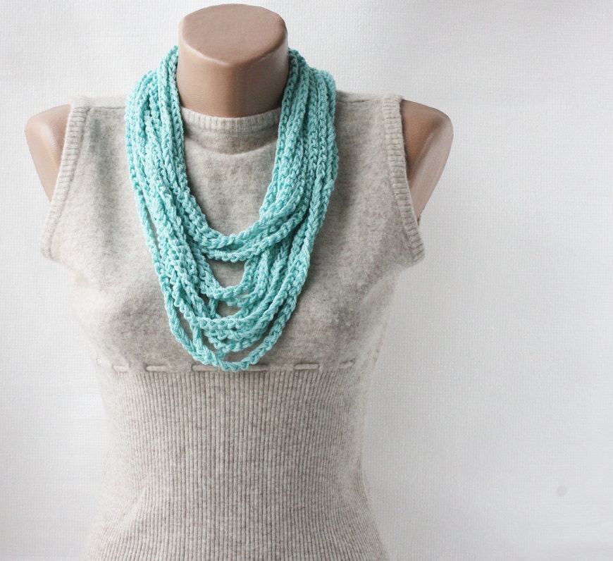 Summer Scarf Mint Infinity scarf necklace crochet loop spring summer fashion vegan