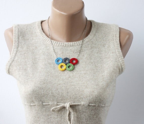Bubble jewelry Olympic rings necklace