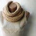 WINTER SALE Infinity scarf chunky wool crochet Beige nougat vanilla ecru tan neutral Winter accessories