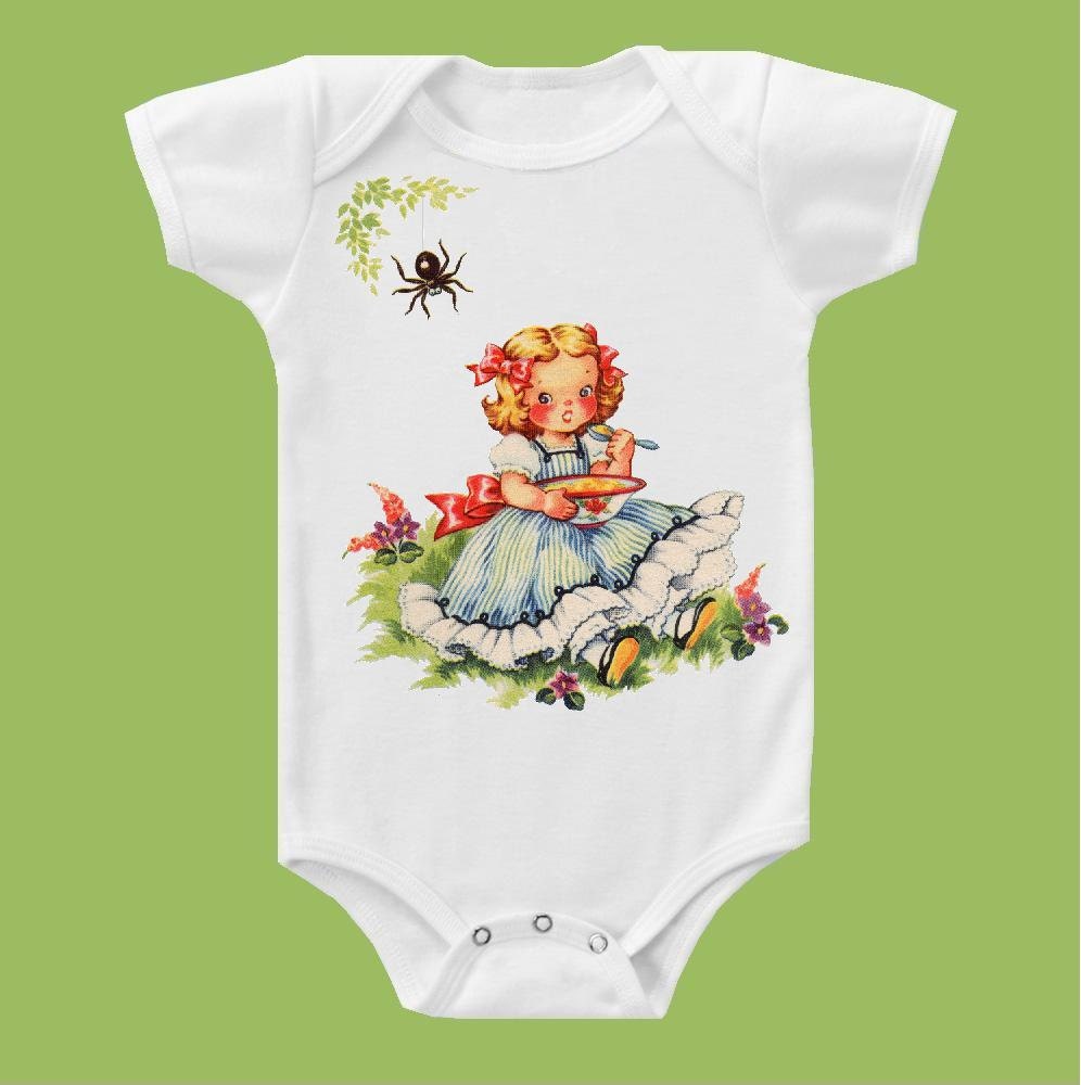 Little Miss Muffet Vintage Nursery rhyme One Piece Baby or T-Shirt by ChiTownBoutique.etsy