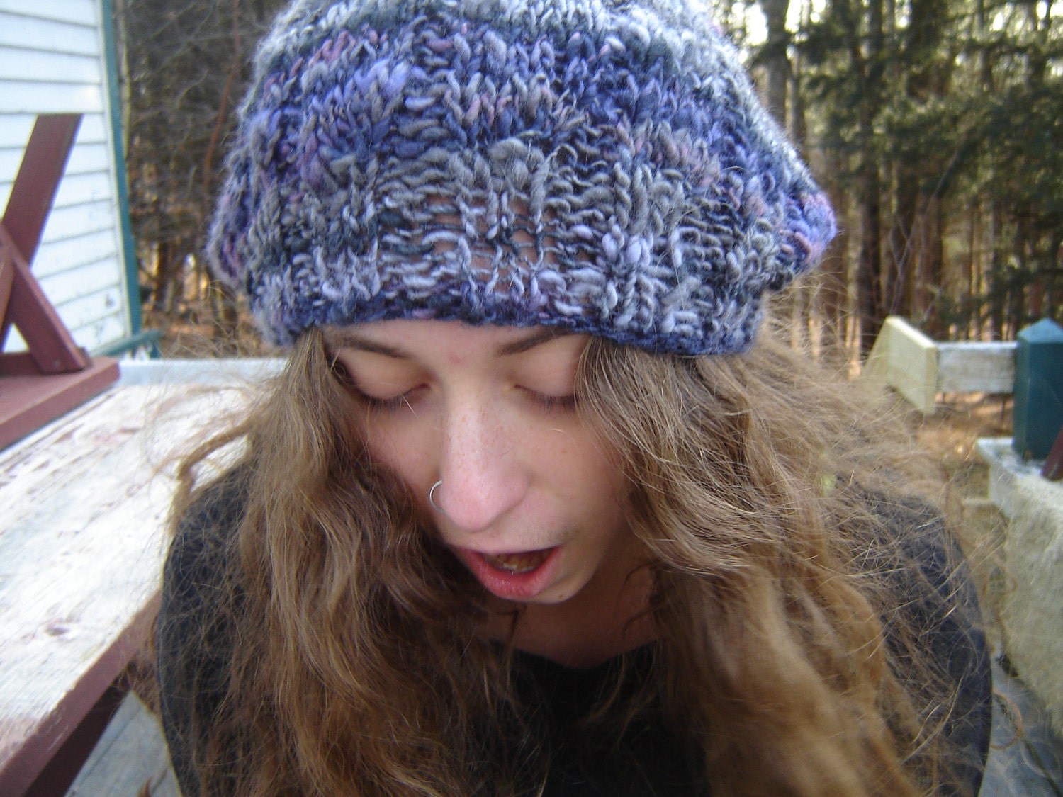 Merino Slouch Cap - Purple Rain