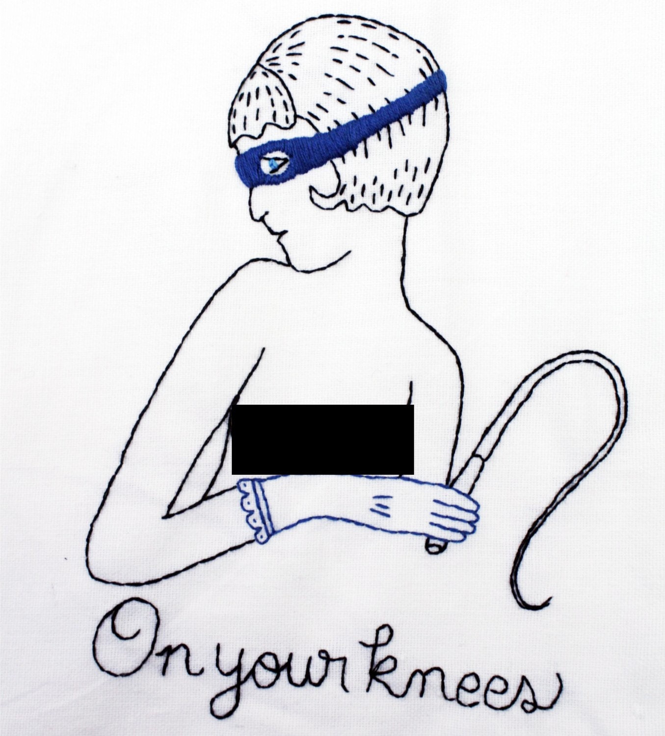 On Your Knees - Decorative Tidy Cloth - Mature - Embroidery