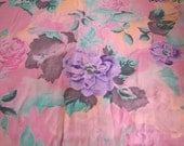 Vintage Purple and Pink Floral Rayon Fabric