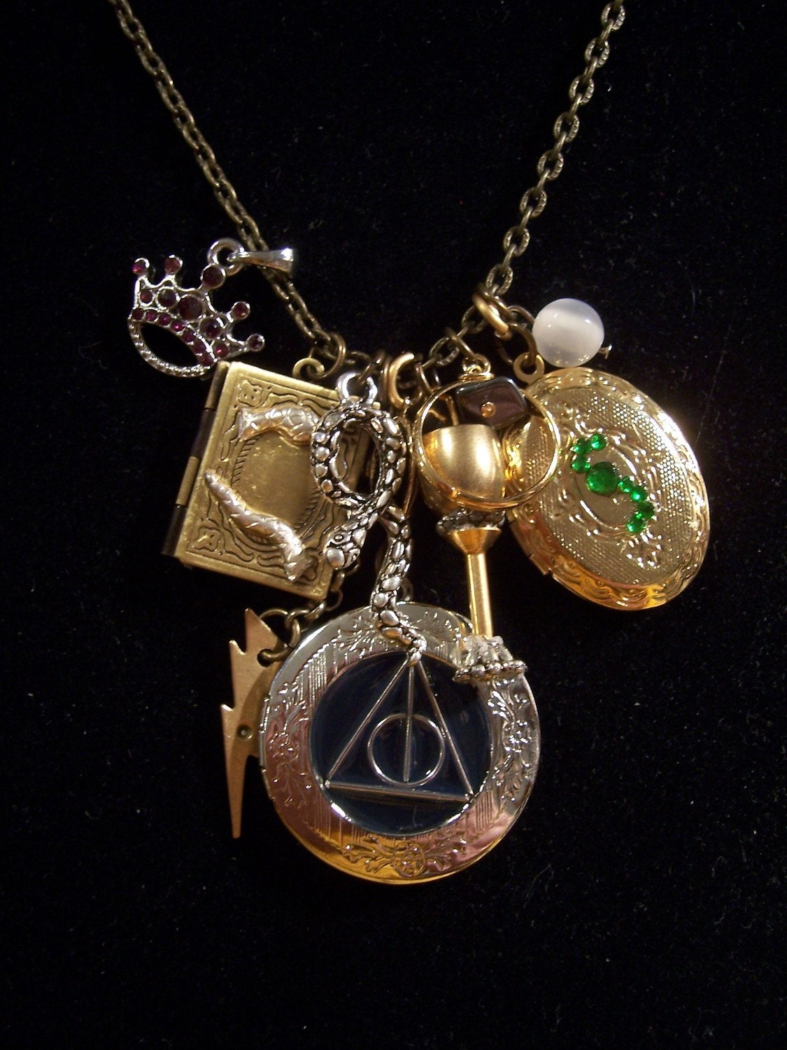 reserved Harry Potter Horcrux Locket necklace..ALL 7 featured silver