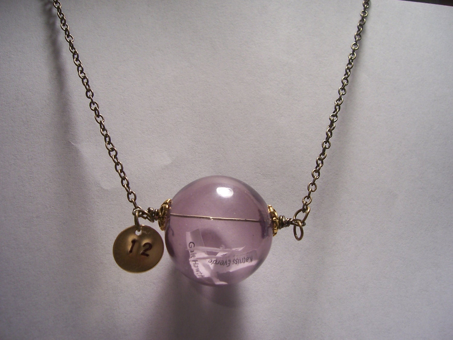 The REAPING OF District 12 The Hunger Games necklace Inspired - buyer gets to add their name to the ball