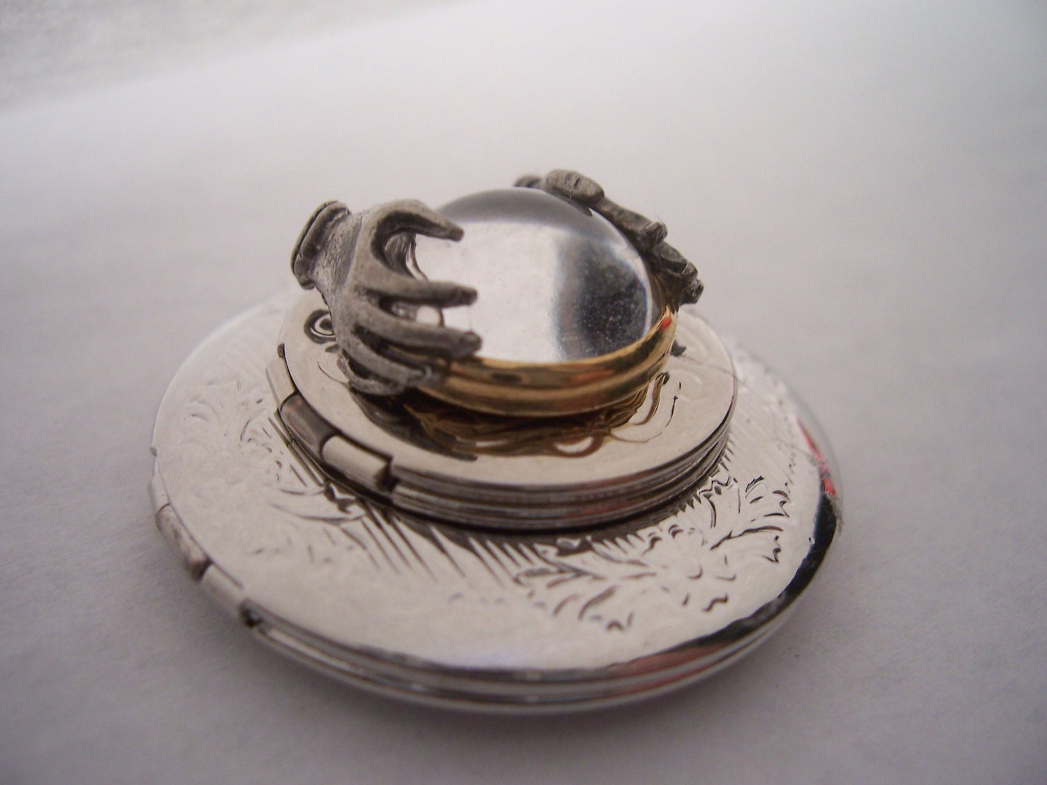 Gypsy Fortune Teller crystal ball Double locket necklace