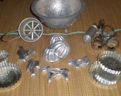 Aluminum Kitchen Collection Mid Century Colander, Sifter, Molds, Etc.-Kitchen Baking Implements and Utensils
