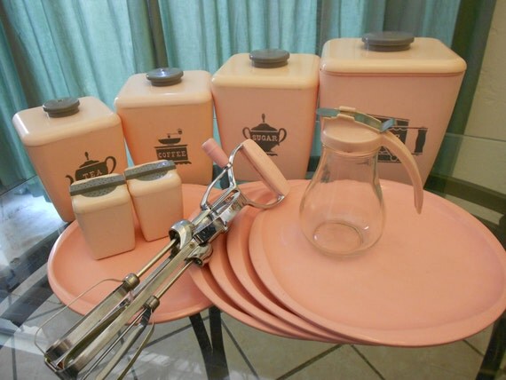 50s Pink Retro Kitchen Wares - Instant 50s Decor-Fabulous Kitsch Collection