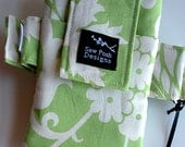 Green White Floral Amy Butler  Fabric Armband Washable Ipod Touch Iphone Gadget Cell Phone Case Pouch Waterproof Lining