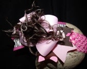 Over The Top Boutique Hairbow..Chocolate Pink Spikey Layered Boutique Bow and Headband..Great for Newborn Toddler big Girl
