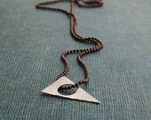 Geometric Triangle Pendant on Ball Chain - Sterling Silver and Antique Copper