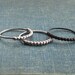 Three Bead Textured Sterling Silver Ring Set - Oxidized, Brushed, Shiny