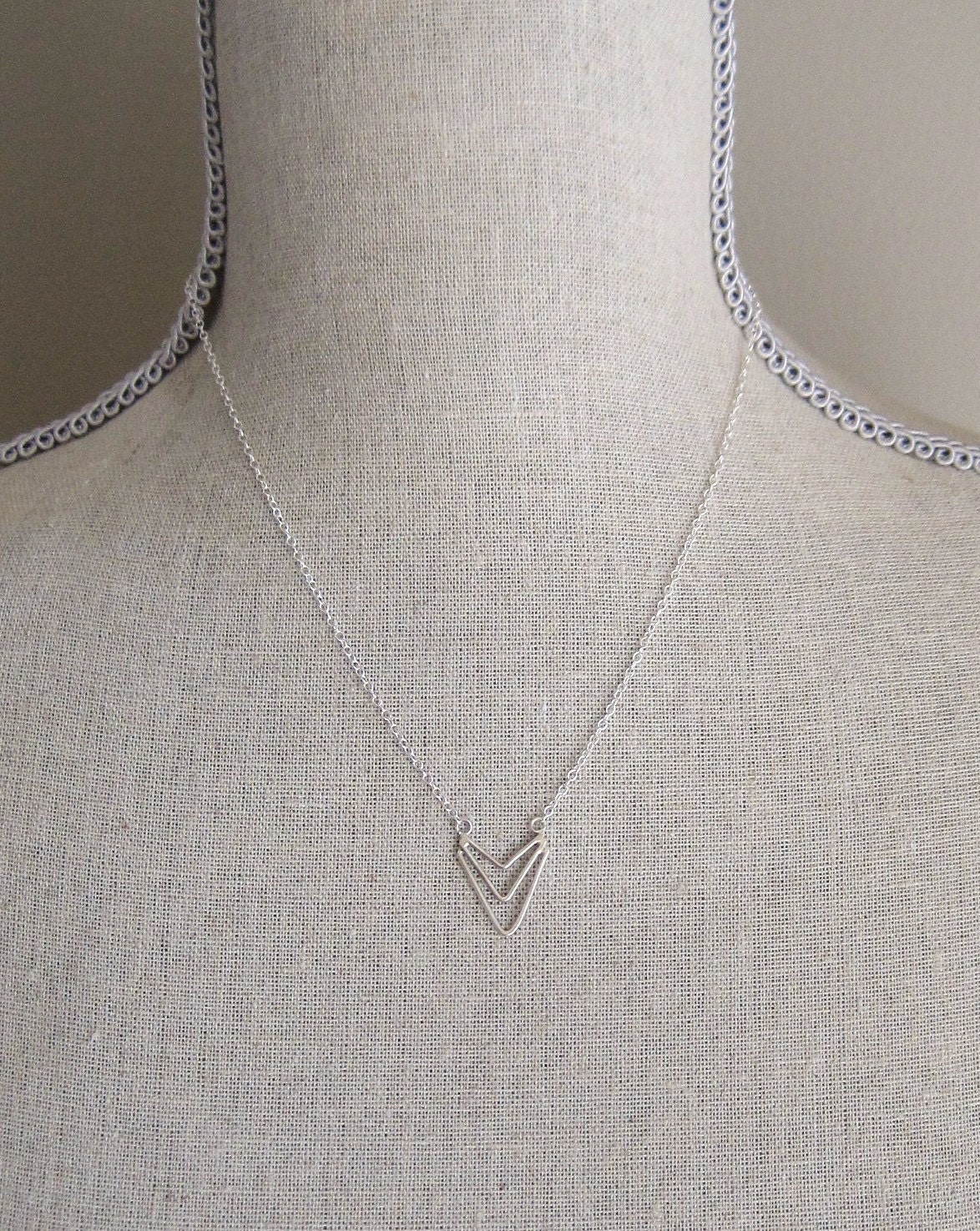 Chevron Arrow Necklace - Sterling Silver