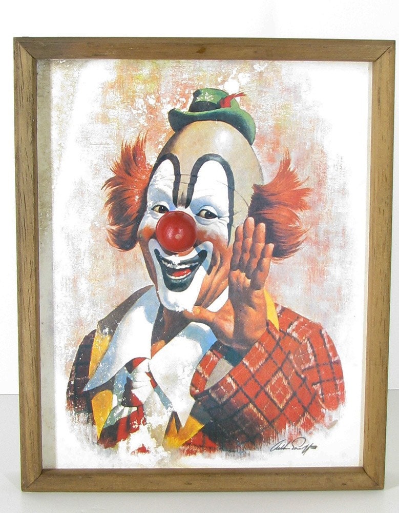 Unique Musical Clown Picture Frame Wind His By Bigapplevintage
