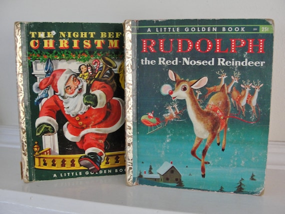 Vintage Christmas Children's Christmas Book 1940s Christmas Little Golden Books Night Before Christmas Rudolph Childrens Books