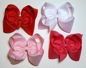 Girls Large Hair Bow Set 5 inch Big Childrens Kids Boutique Fashion Hair Clip Hairbows Hair accessories (Set of 4) Choose Colors