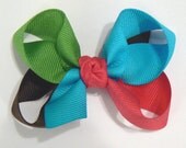 Girl's Combination Hair Bow Set Medium Childrens School Bows Kids Boutique Fashion Hair Clip Hairbows (Set of 2) Choose Colors