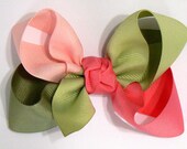 Girl's Large Combination Hair Bow Set Big Childrens School Bows Kids Boutique Fashion Hair Clip Hairbows (Set of 2) Choose Colors