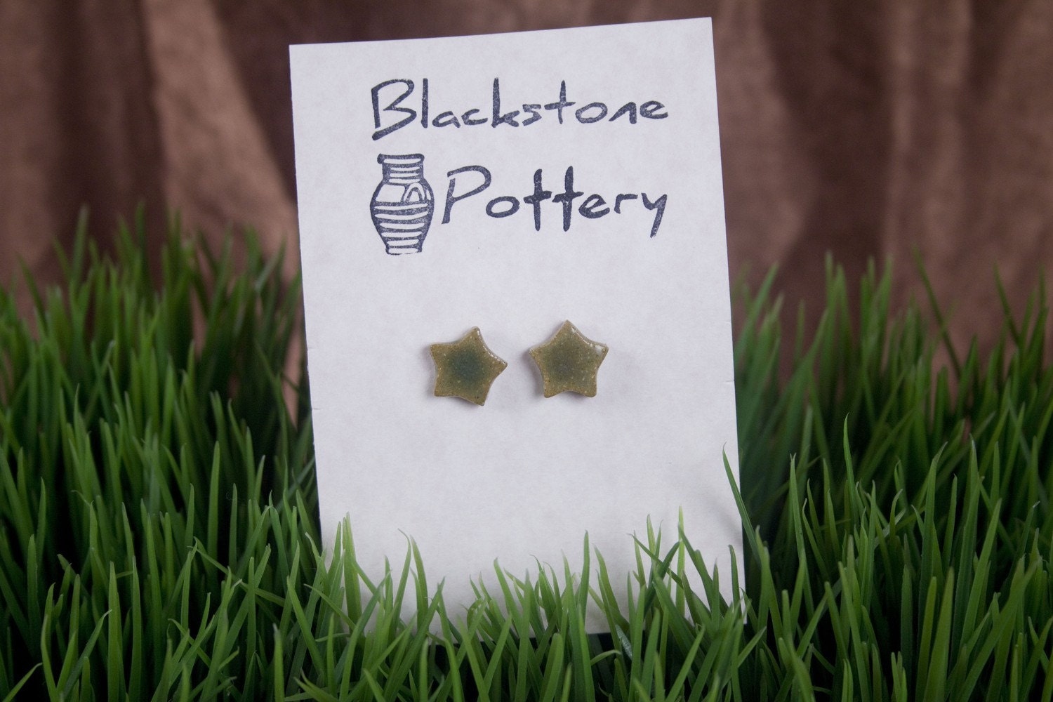 Green Star Post Earrings