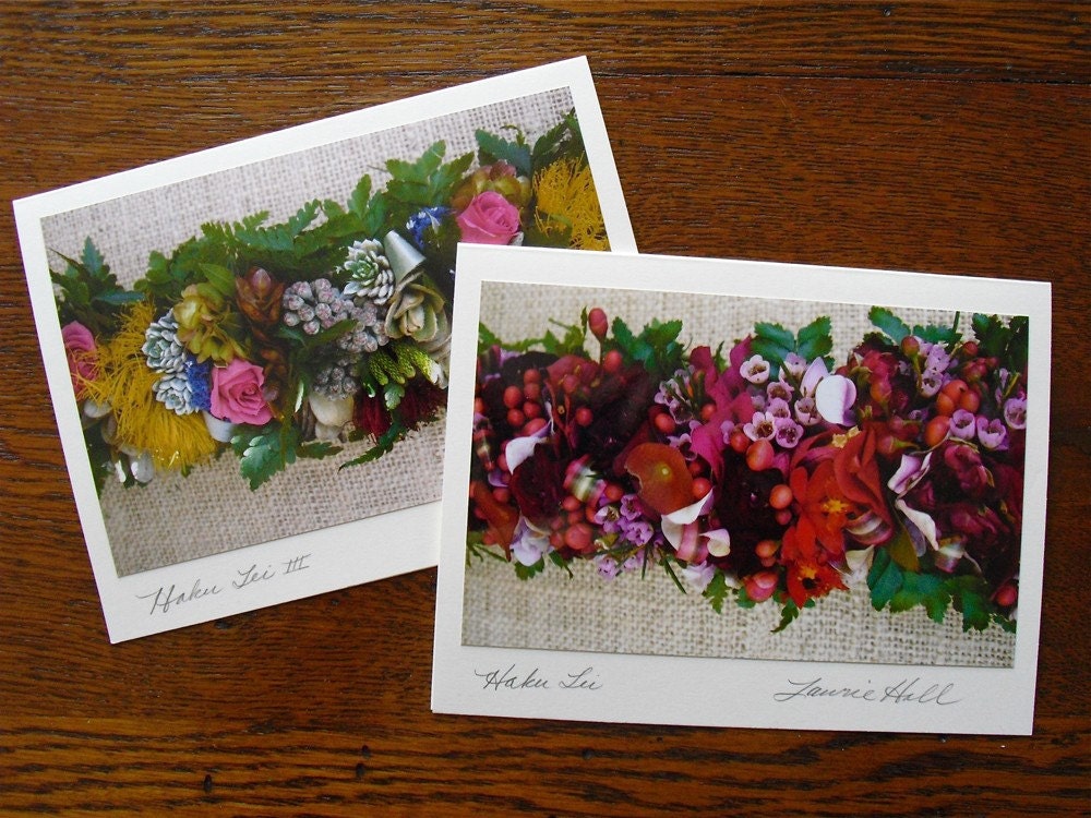 Hawaiian Lei Note Cards, Lei Day, Hawaiian Photography, Floral Note Cards, Hawaiian Photo Note Cards, Haku Lei Floral Signed by Artist