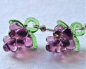 lamp work grape cluster earrings Handmade with sterling